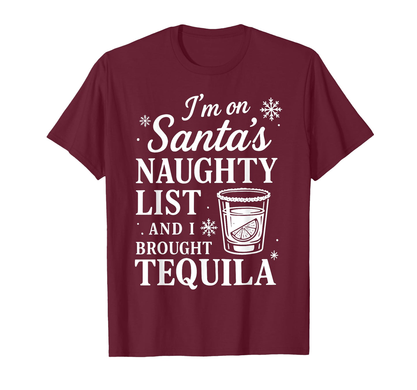 Santa’s Naughty List Funny Tequila Christmas Drinking T-Shirt
