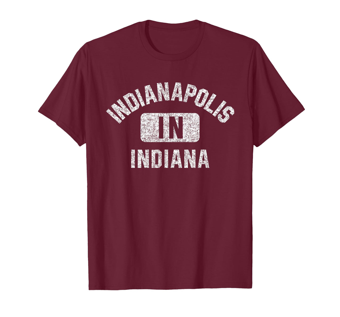 Indianapolis Indiana Gym Style Distressed White Print T-Shirt