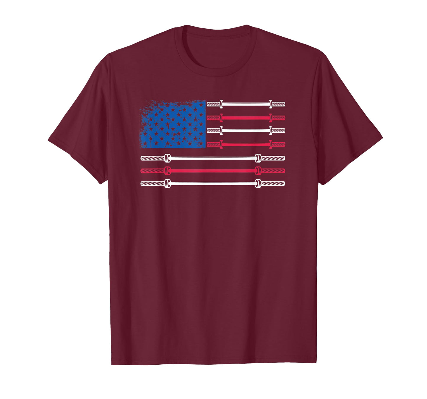 US Flag Weightlifting Barbell Patriotic Love Fitness Gym T-Shirt