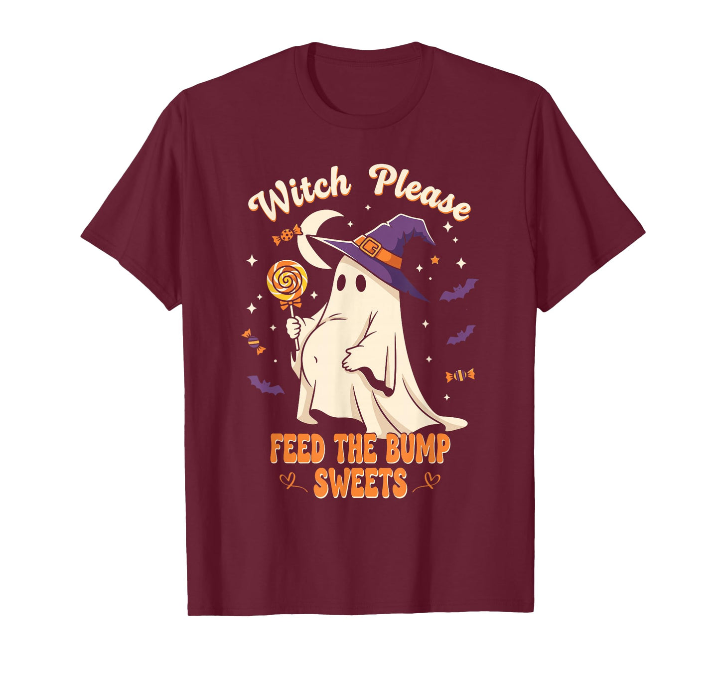 Pregnant Ghost Witch Dress Funny Halloween Trick Or Treat T-Shirt