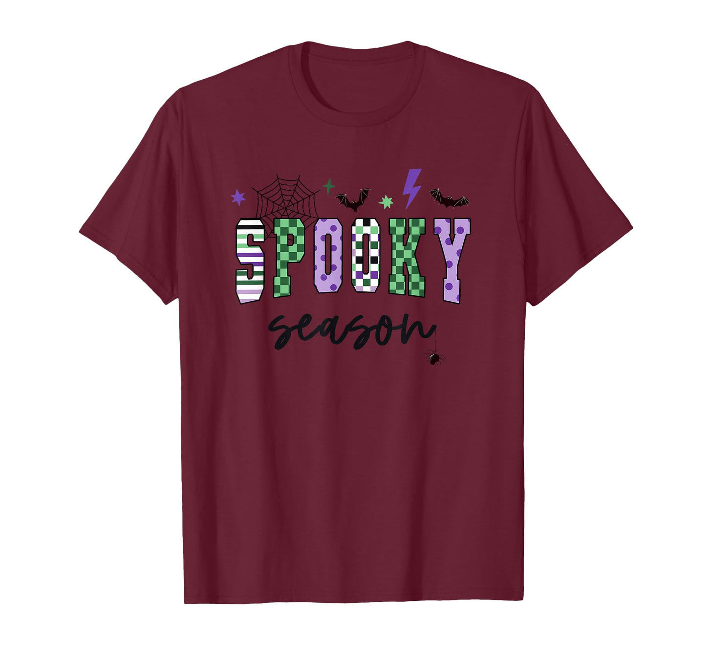 Spooky Season Graphic Design with Bats and Spider Webs T-Shirt
