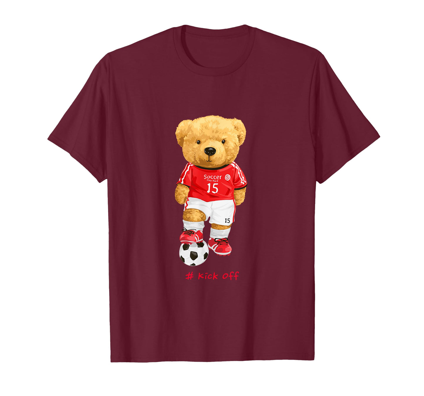 Cool Teddy Bear Soccer Kick Off Style Illustration Graphic T-Shirt