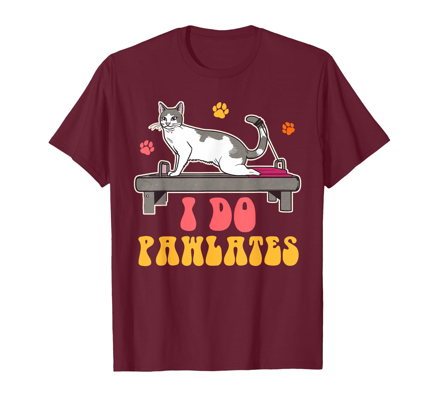Funny Cat Mom Pilates Woman Workout Yoga Lover I Do Pawlates T-Shirt