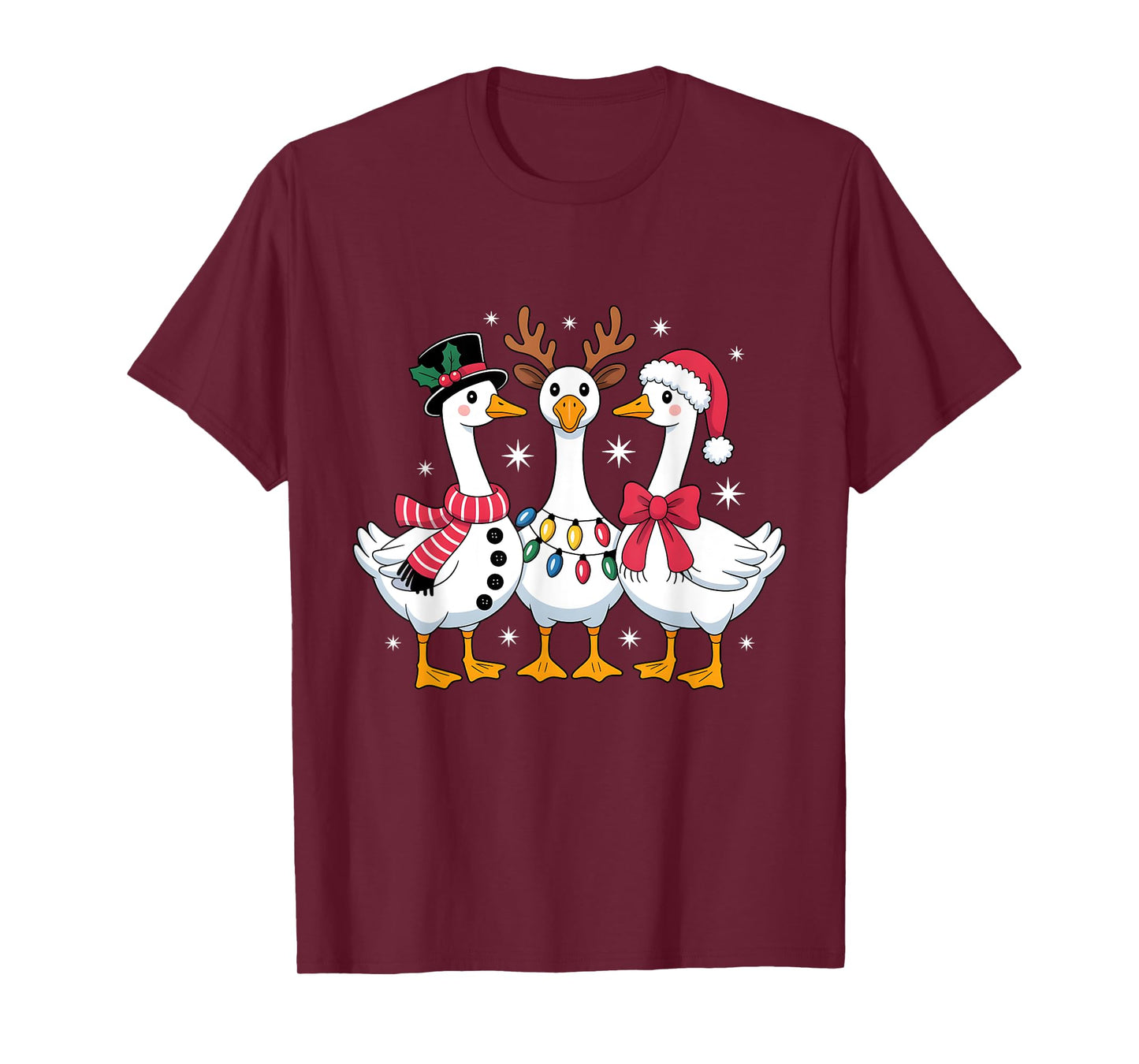 Merry Goosemas Christmas Silly Goose Xmas Lights Men Women T-Shirt