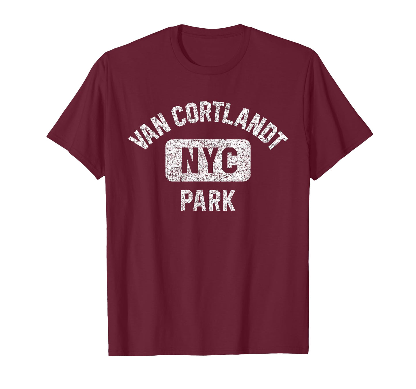 Van Cortlandt Park NYC Gym Style Distressed White Print T-Shirt