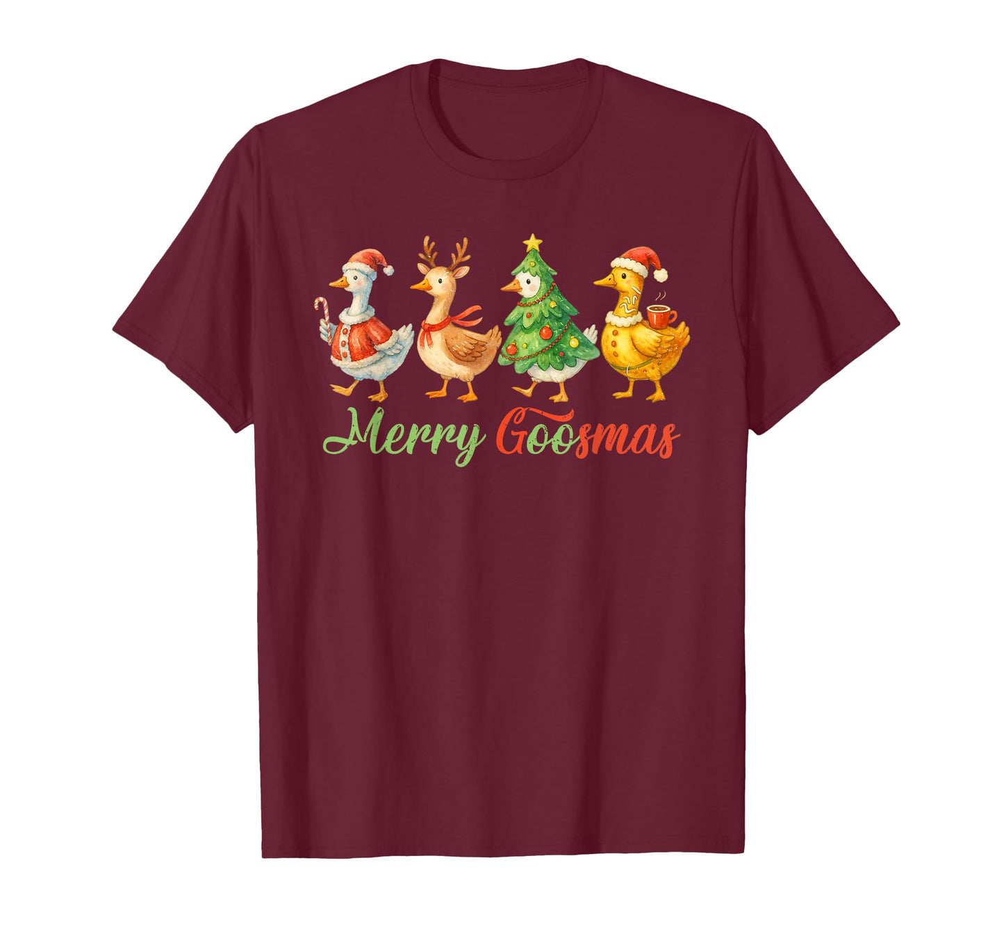 Funny Retro Merry Goosemas Christmas Silly Goose Xmas Lights T-Shirt