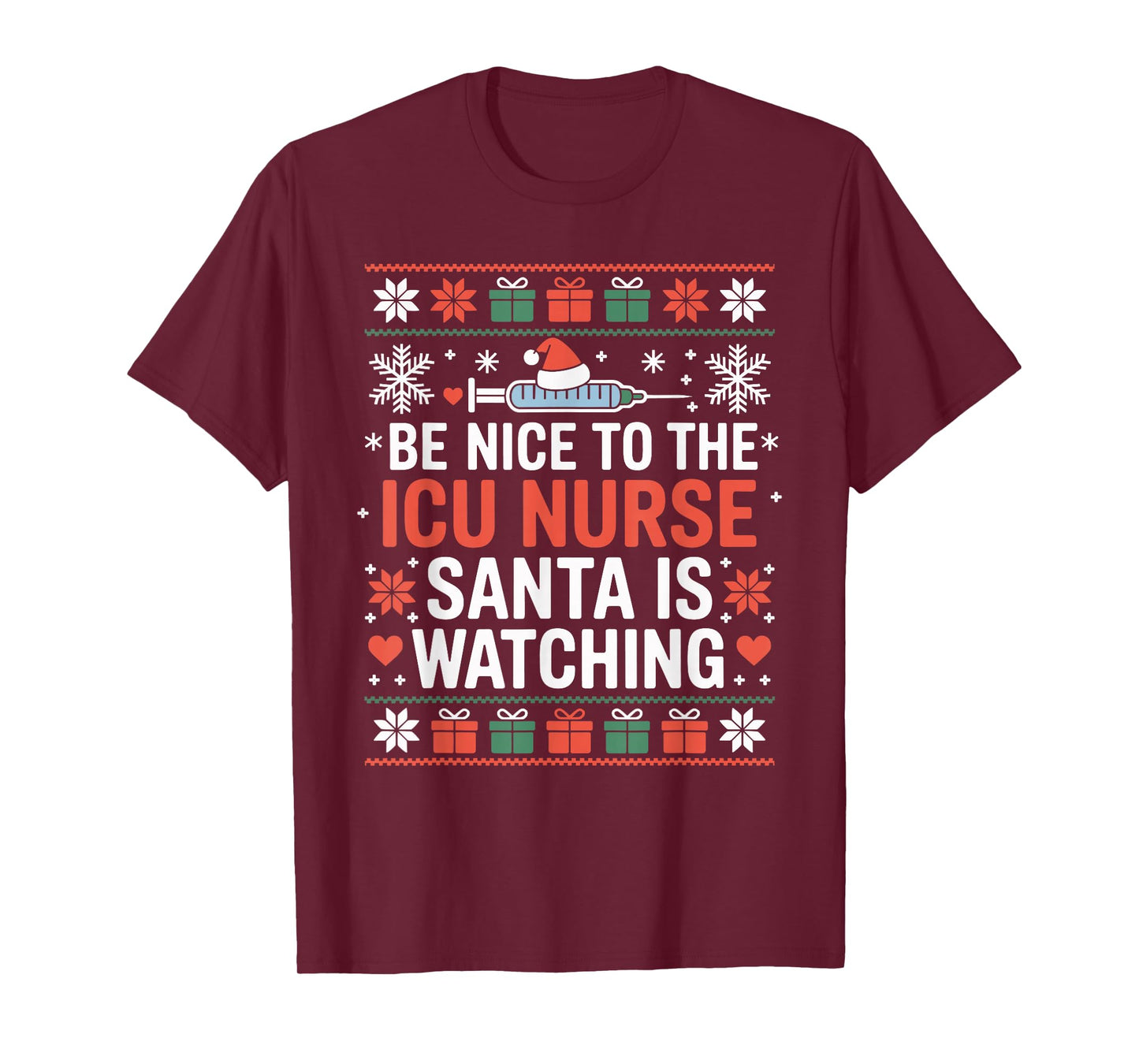ICU Nurse Ugly Christmas Sweater Critical Care Xmas T-Shirt