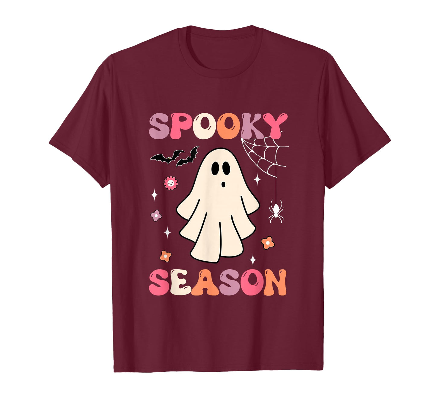 Retro Groovy Halloween Funny Cute Ghost Spooky Season T-Shirt