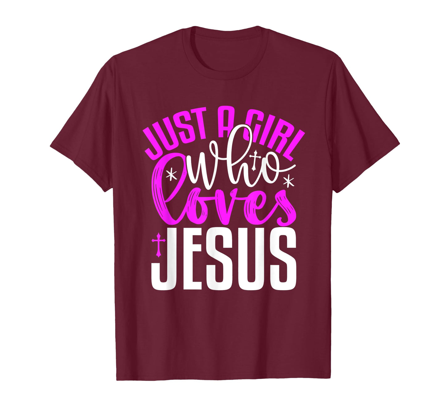Just A Girl Who Loves Jesus Purple And White T-Shirt