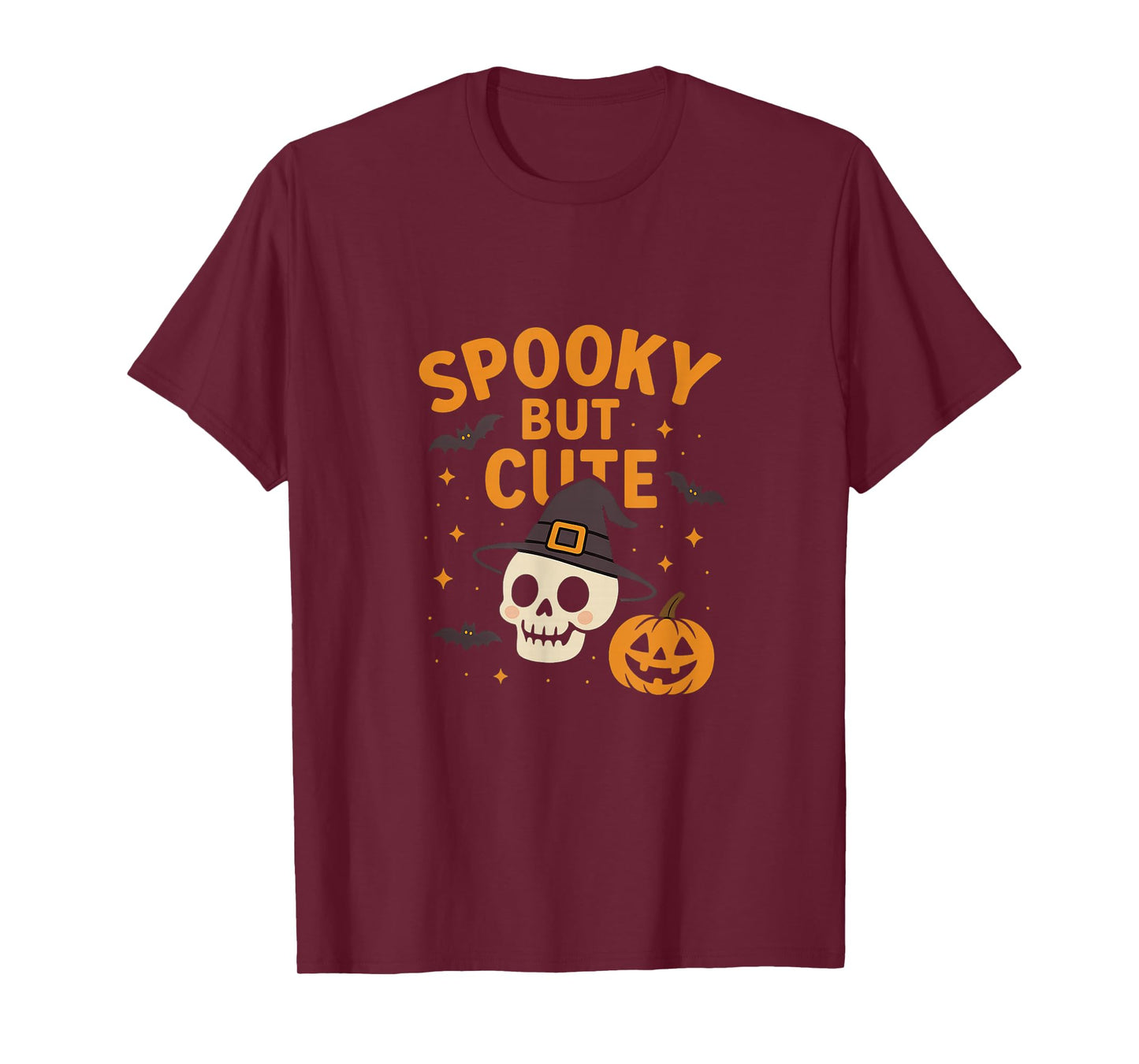 Spooky But Cute, Halloween Skull, Pumpkin T-Shirt
