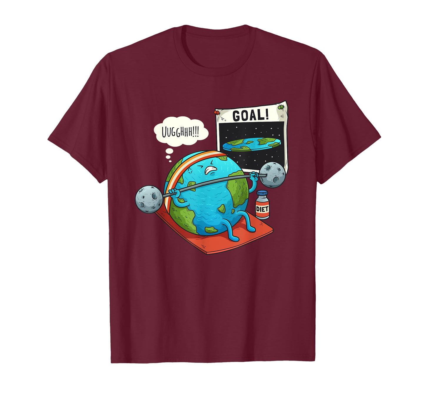 Funny Flat Earth Fitness Target Gym Workout Training Meme T-Shirt