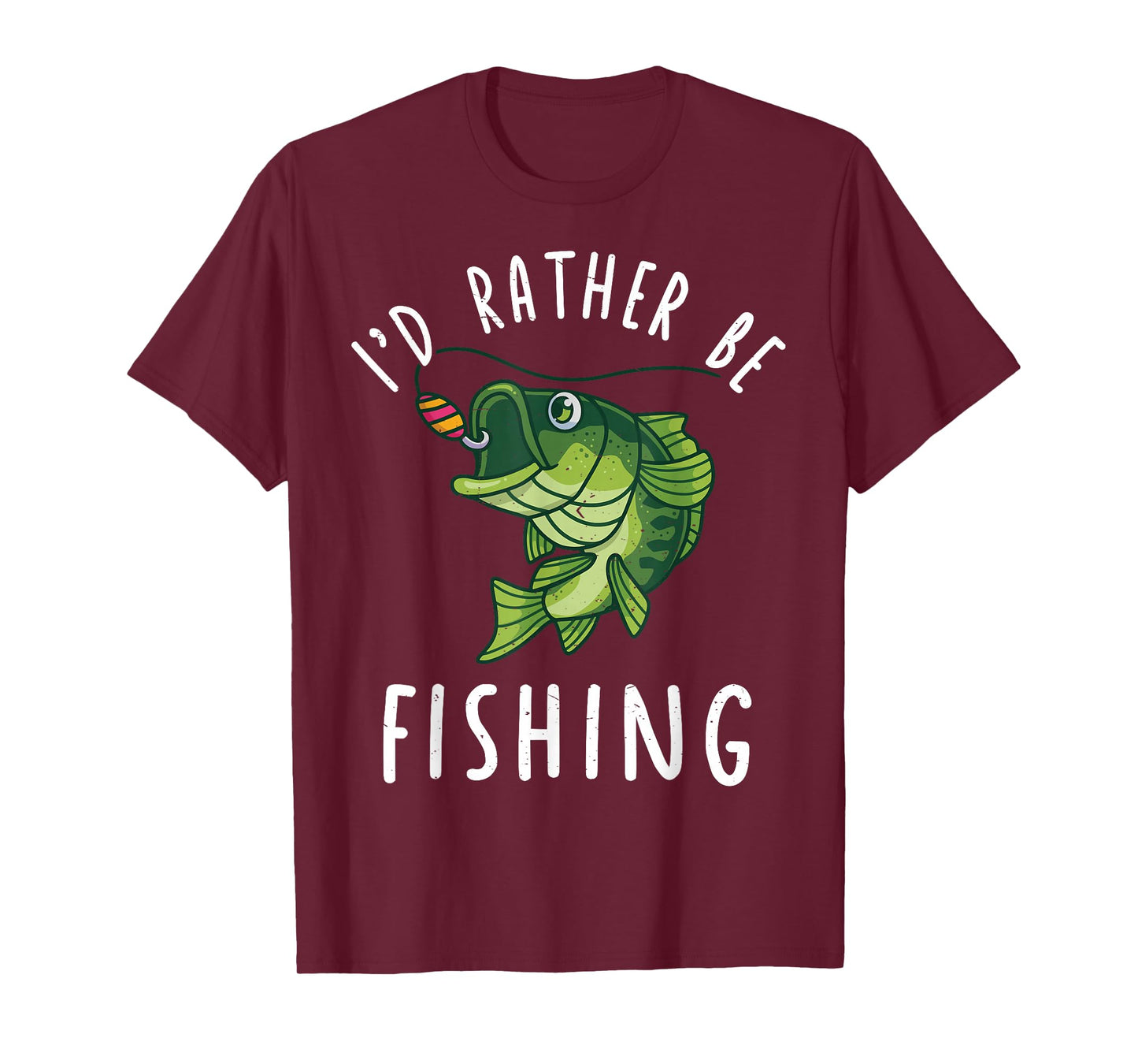 Boy Kids I'd Rather Be Fishing-Shirt Funny Bass Fishing Gift T-Shirt
