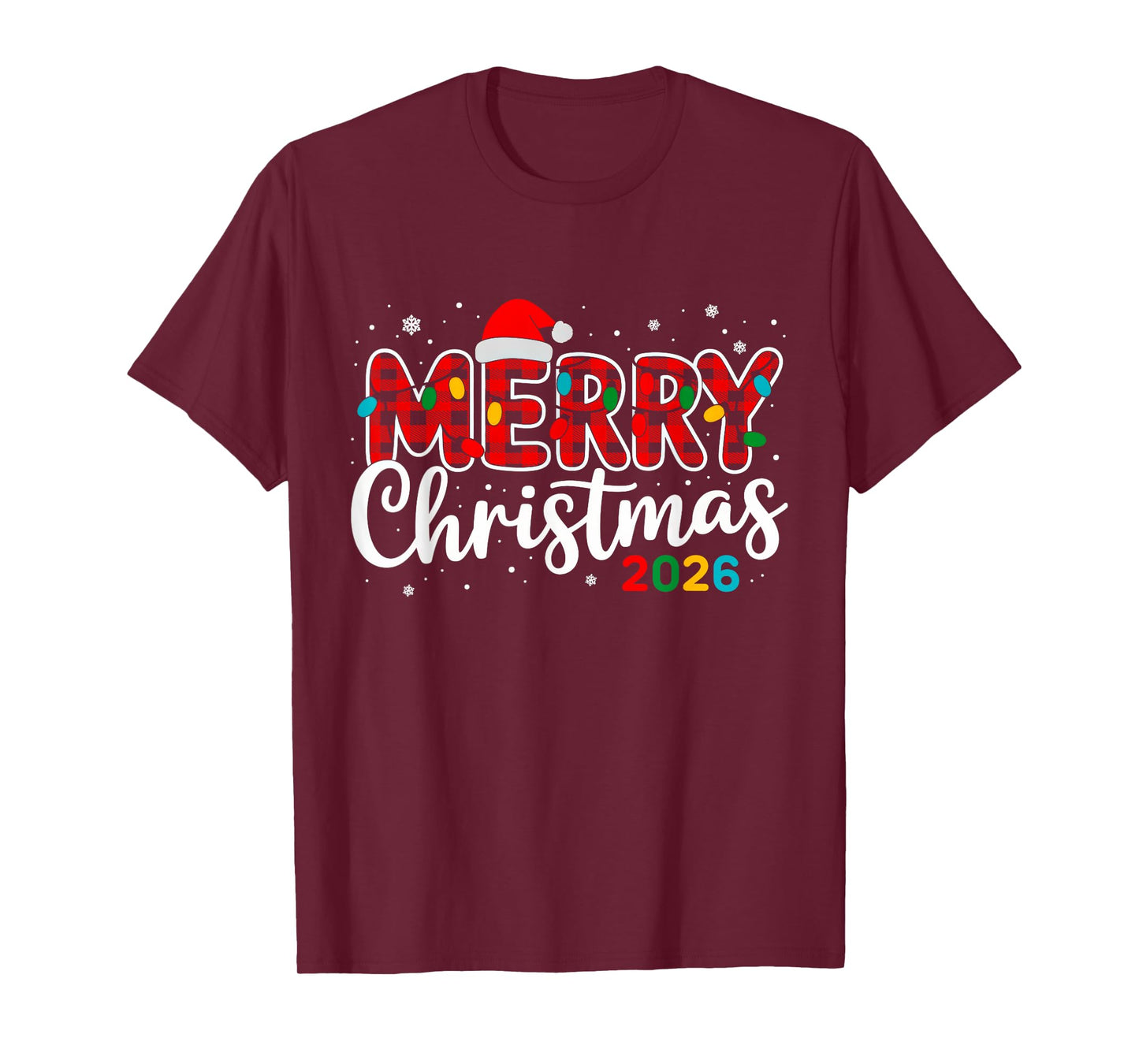 Merry Christmas 2026 Buffalo Plaid Santa Family Xmas 2026 T-Shirt