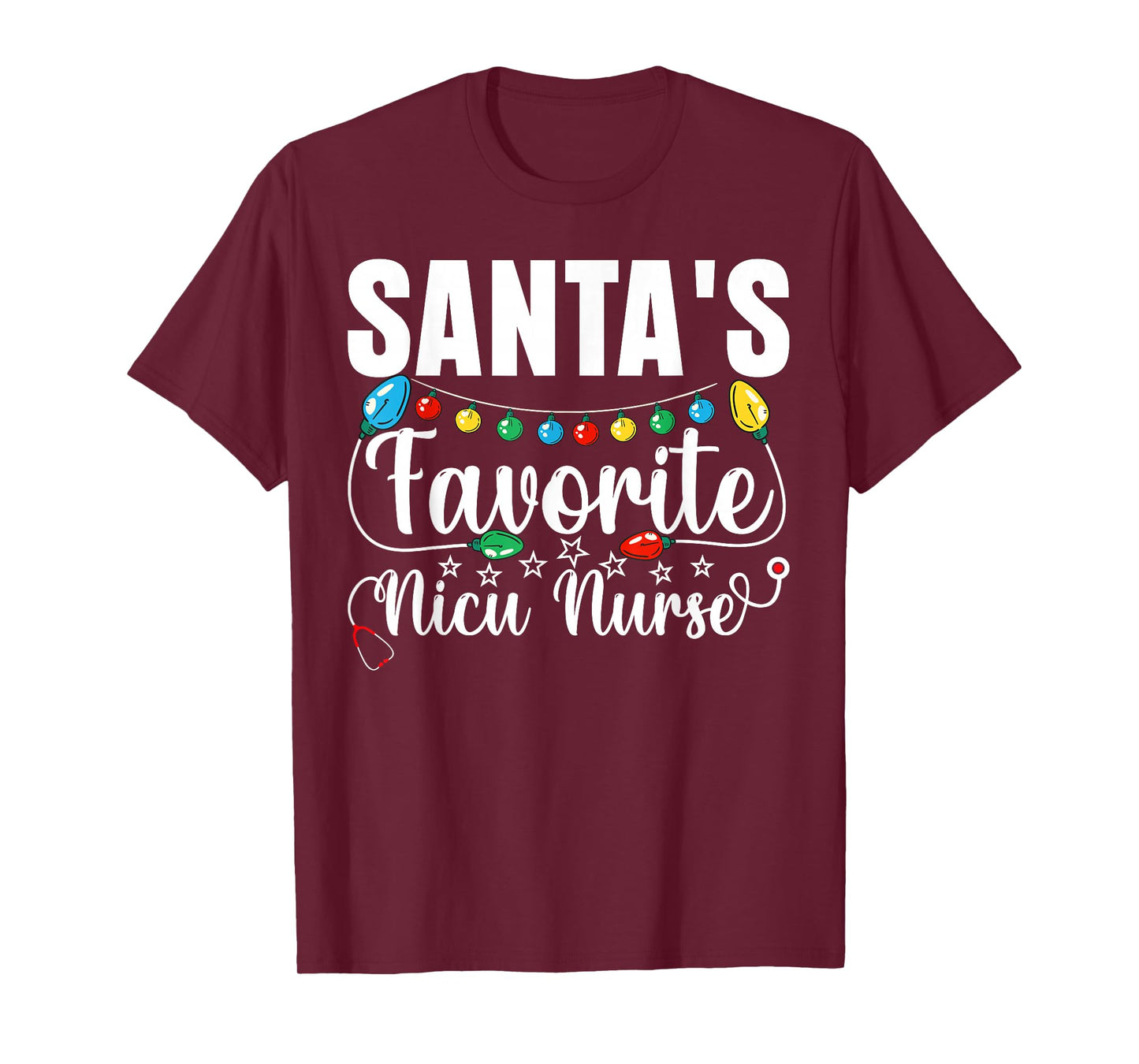 Christmas Santa's Favorite NICU Nurse Xmas Crew Santa Men T-Shirt