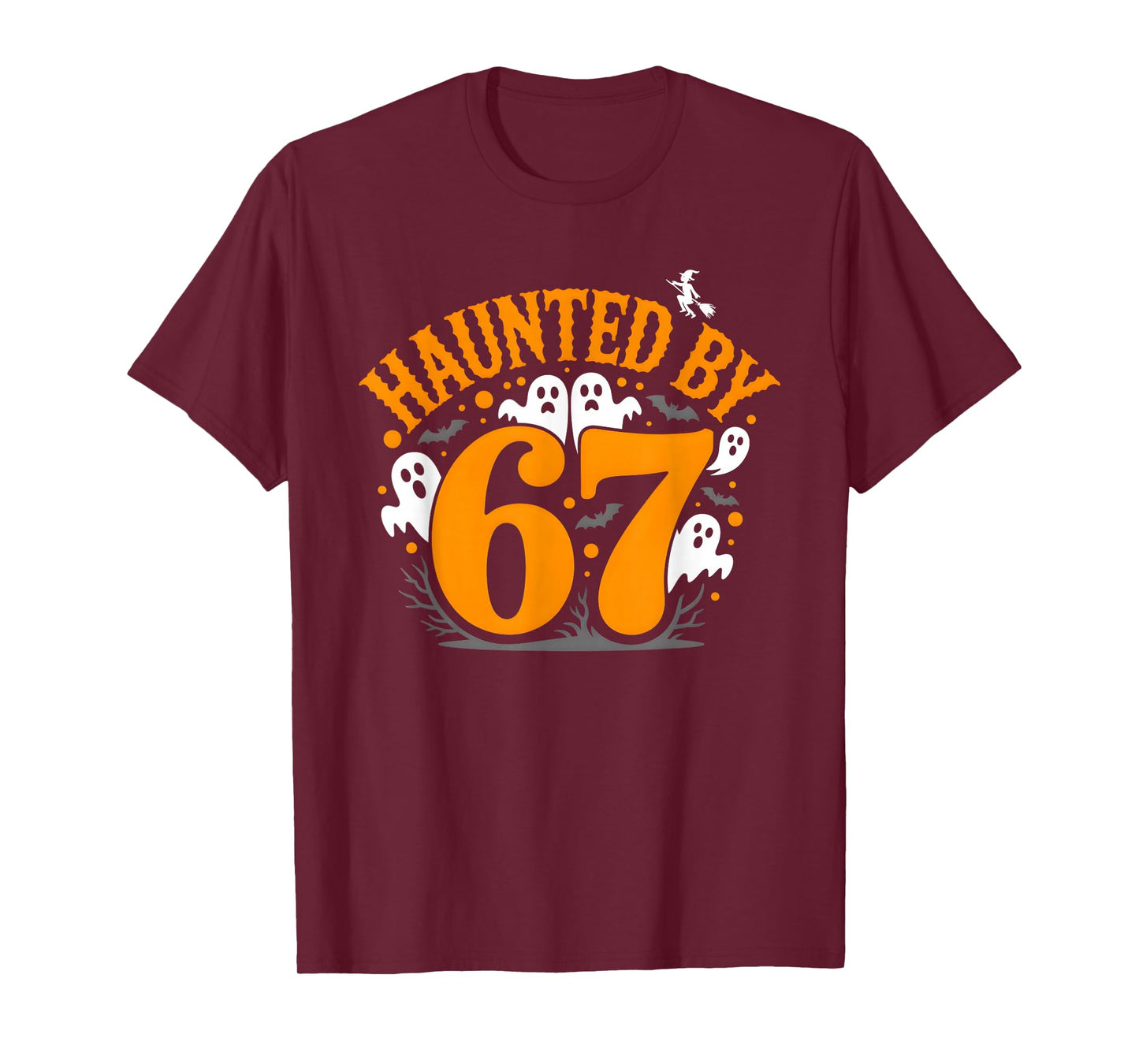 Haunted by 6-7 Halloween Ghosts Witch and Spiders Design T-Shirt