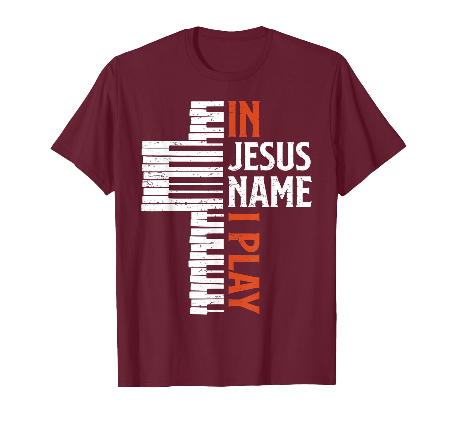 In Jesus Name I Play Christian Piano Player Pianist Keyboard T-Shirt