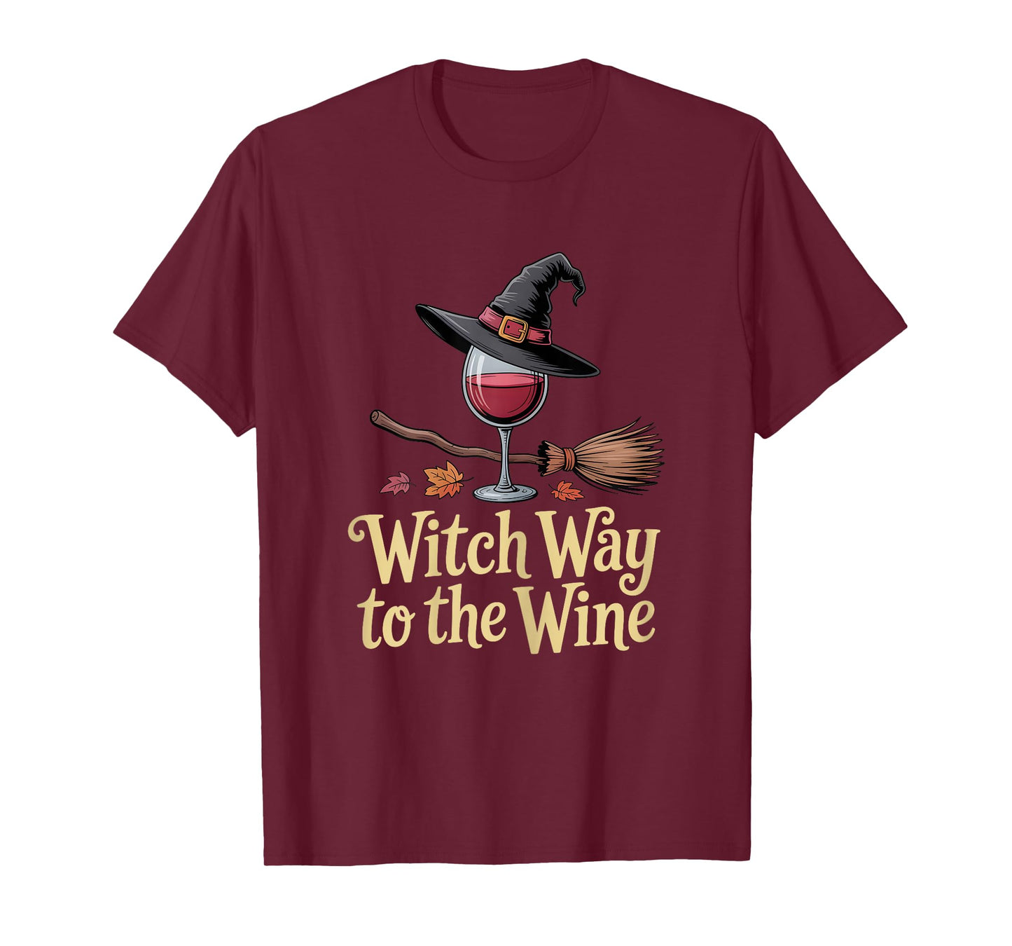 Womens Witch Way to The Wine Funny Halloween Wine Lover T-Shirt