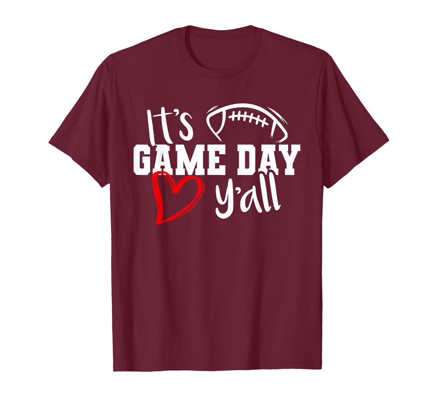 Its Game Day Yall Cute Super Football Bowl Heart Women's T-Shirt