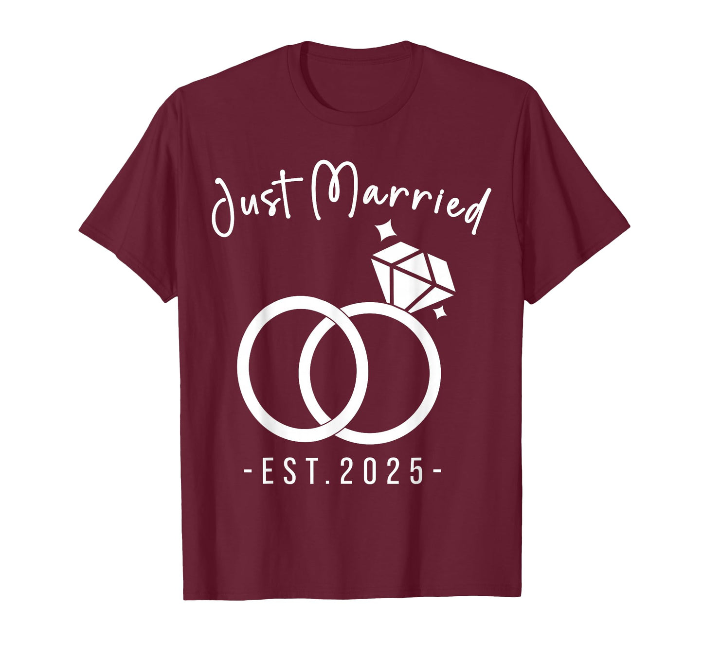 Newlyweds 2025 Bride and Groom Wedding Planners Just Married 2025 Wedding Rings Matching Couple T-Shirt