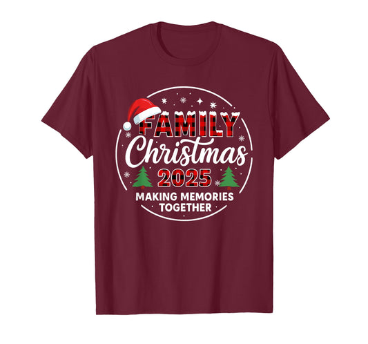Family Christmas 2025 Matching Outfit Red Plaid Xmas Santa T-Shirt