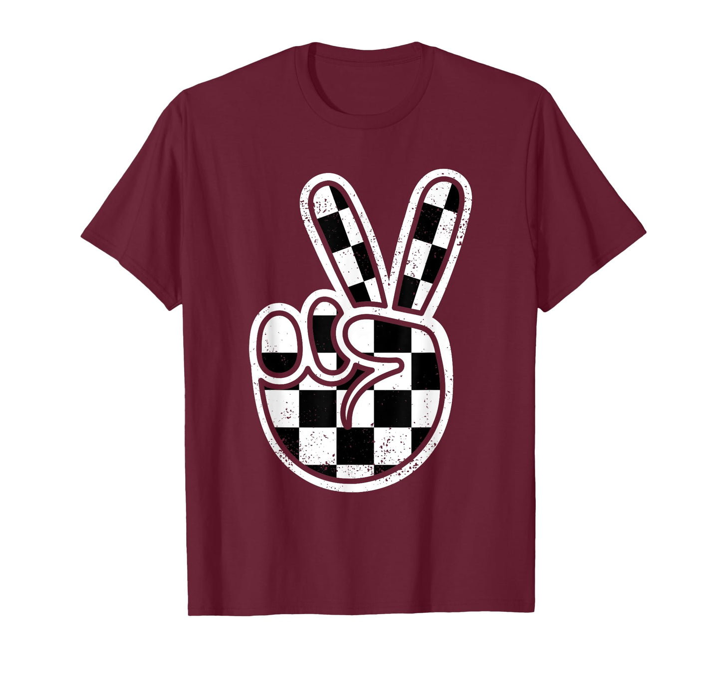 Checkered Peace Sign Race Car Flag Racing Boys Kids Toddler T-Shirt