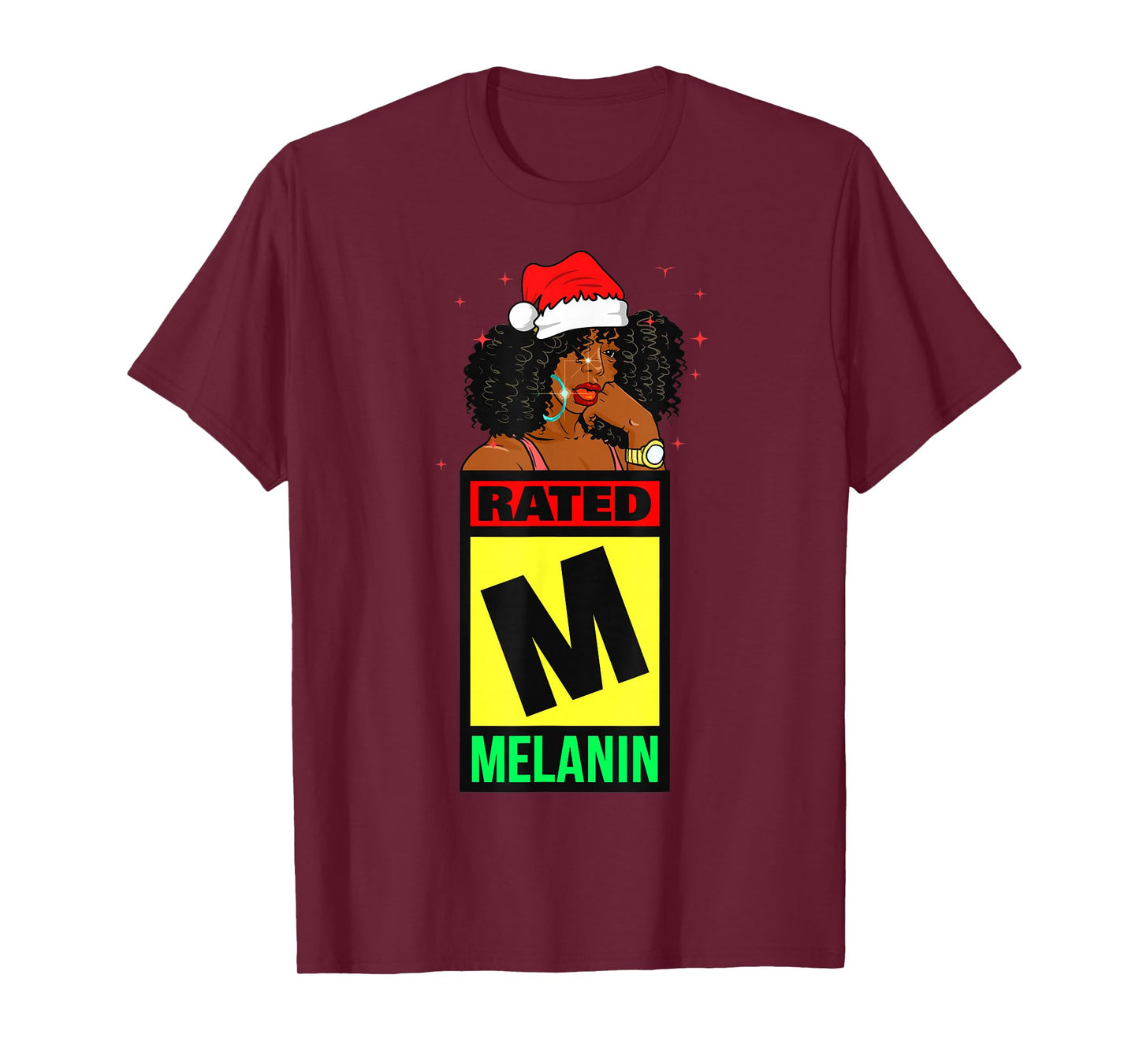 Melanin Christmas Women Black Girl Magic Brown Skin Girls T-Shirt