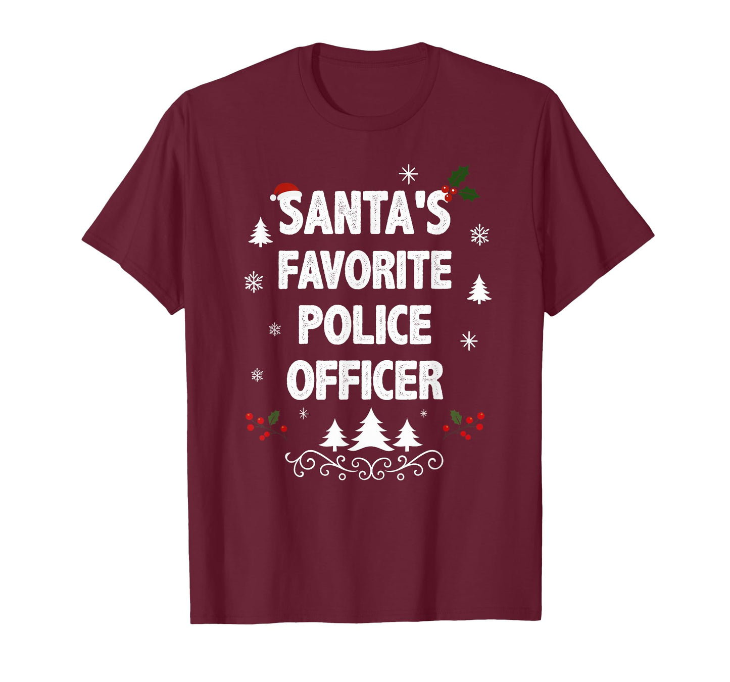 Santa's Favorite Police Officer Funny Christmas Pajamas T-Shirt