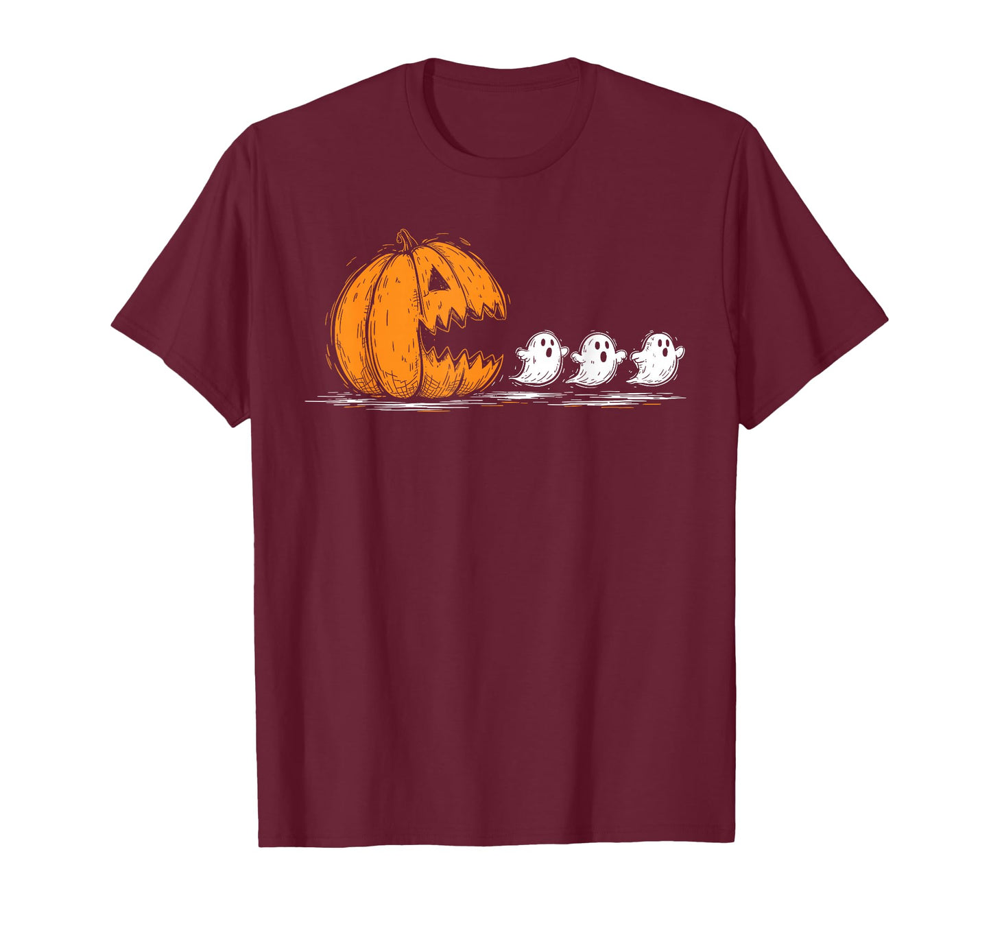 Pumpkin Chasing Ghosts Funny Spooky Halloween Costume T-Shirt