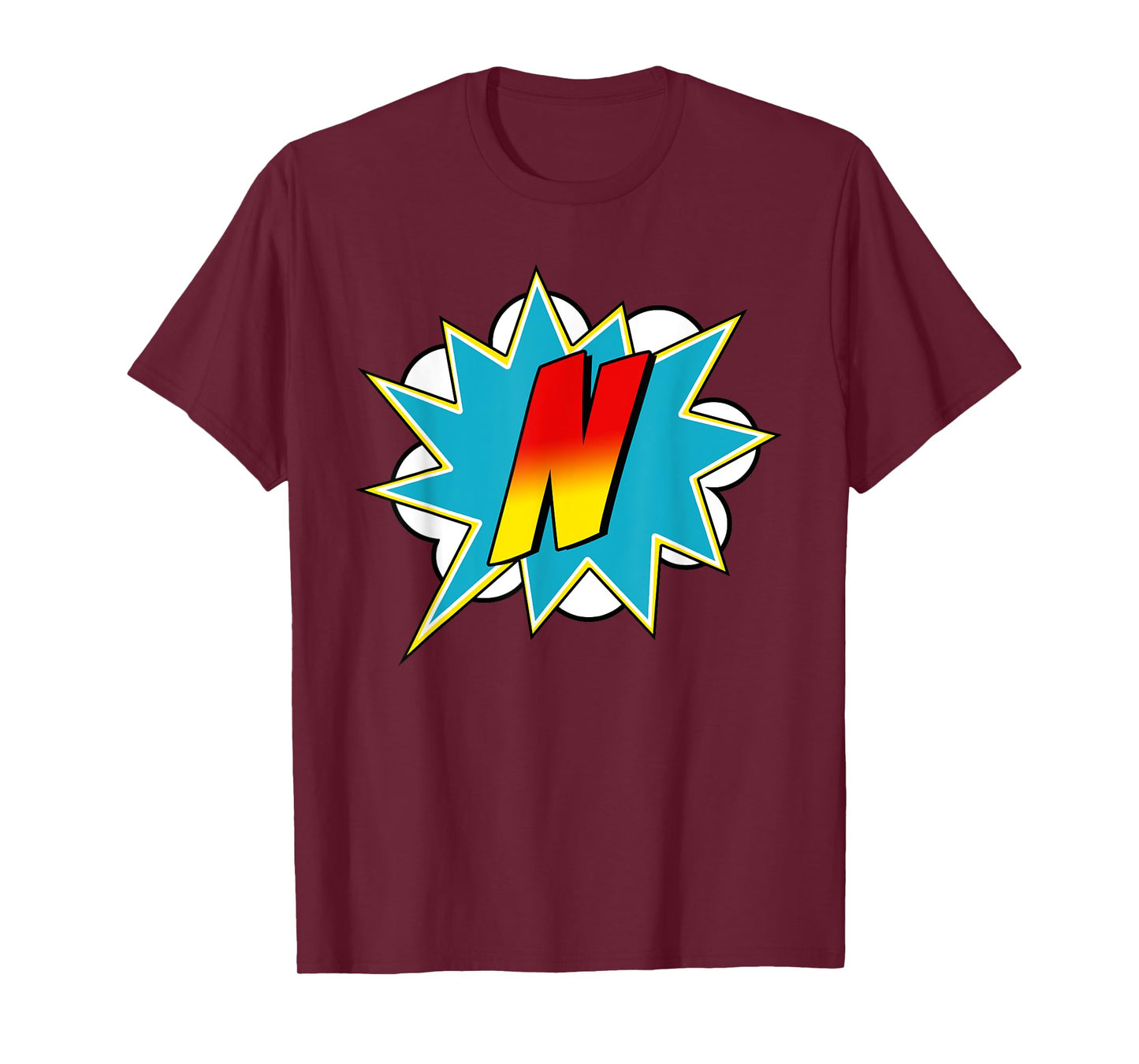 Letter N Superhero Name Comic Letter Retro Costume T-Shirt