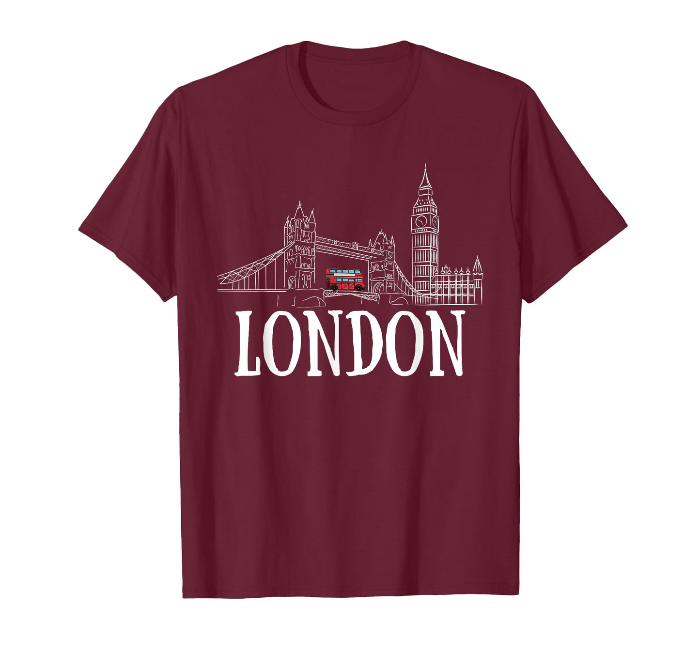 London Skyline Tourist Hometown Vacation Bus Decker Double T-Shirt