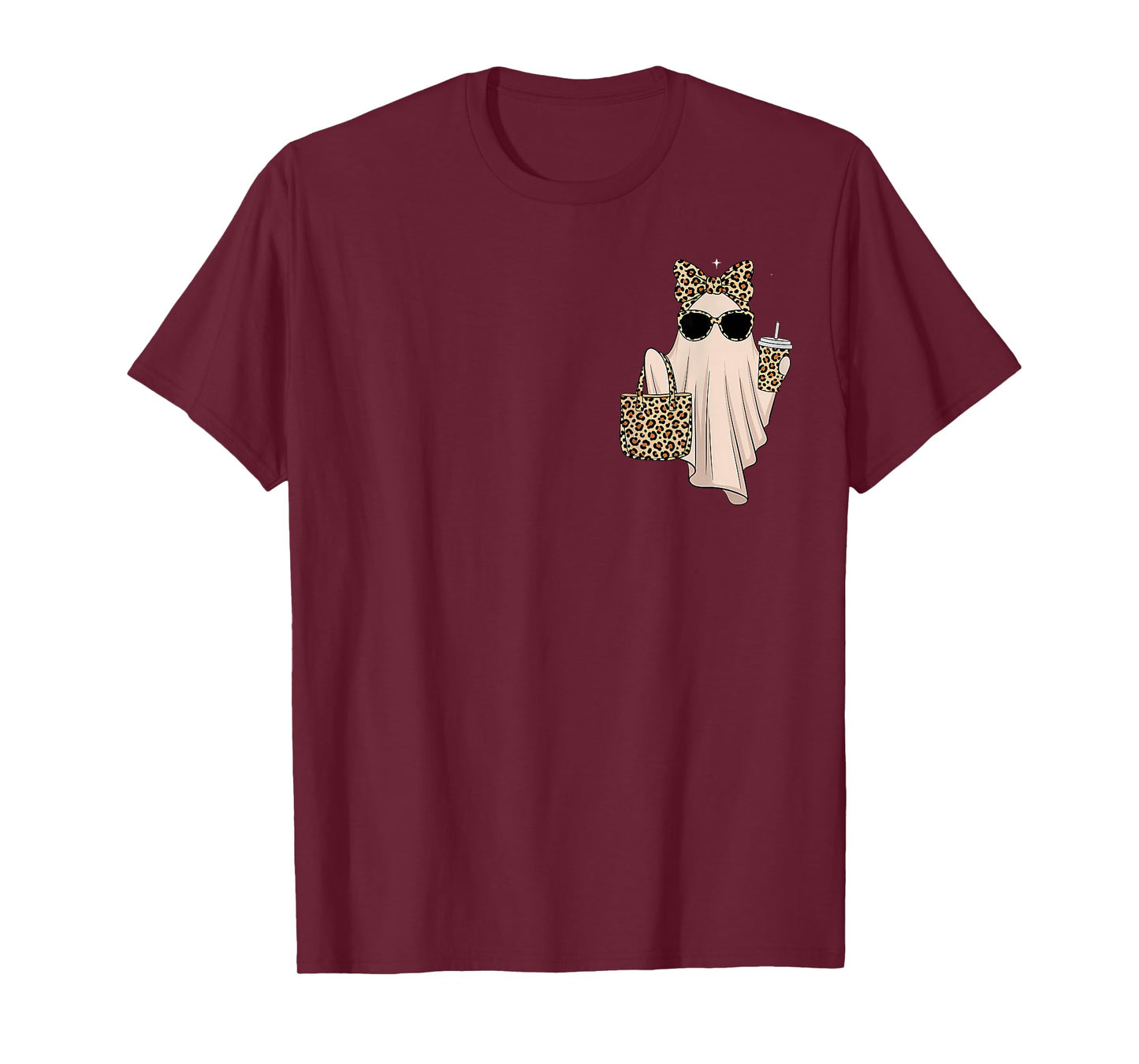 Coquette Leopard Ghost Coffee Boo-JEE Halloween Boujee Ghost T-Shirt