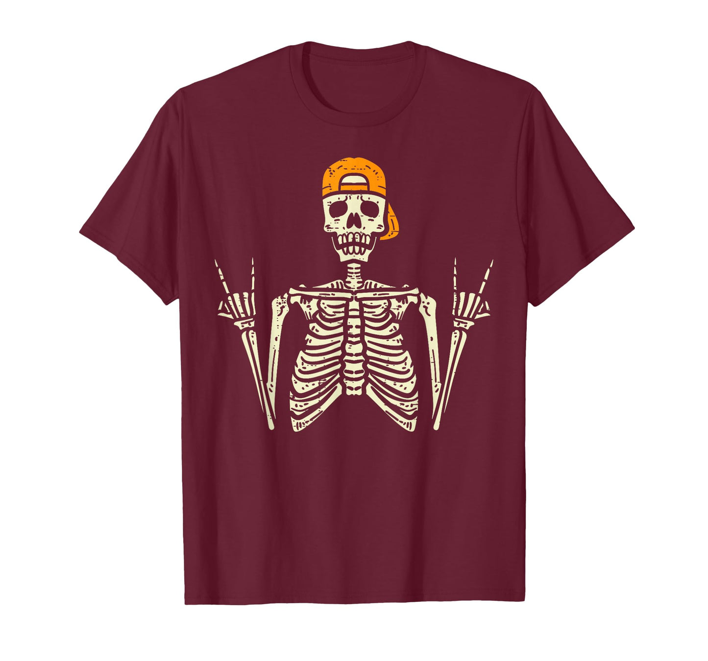 Rocker Skeleton Cap Skater Cool Halloween Punk Rock Boys Men T-Shirt