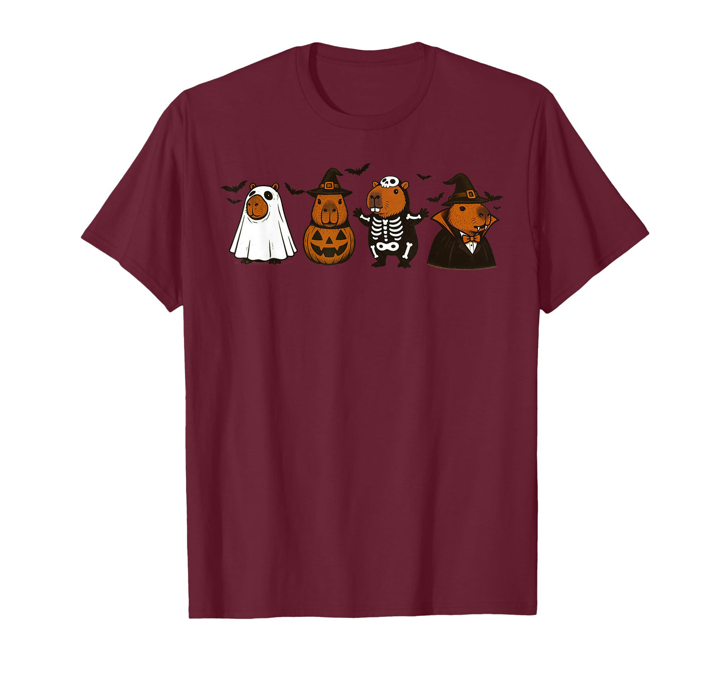 Funny Halloween Capybara Ghost Pumpkin Skeleton Vampire T-Shirt