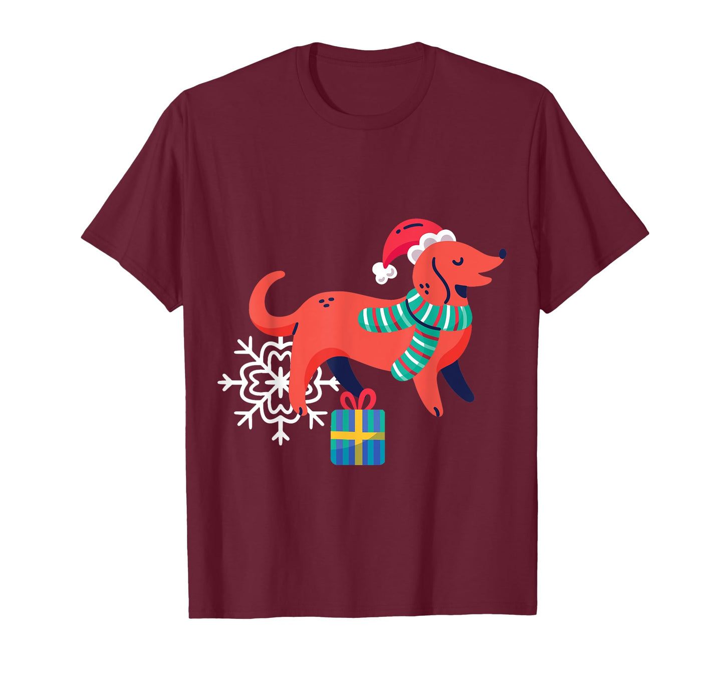 Ugly Christmas Dog Santa Xmas Snowflake Weiner Dachshund T-Shirt