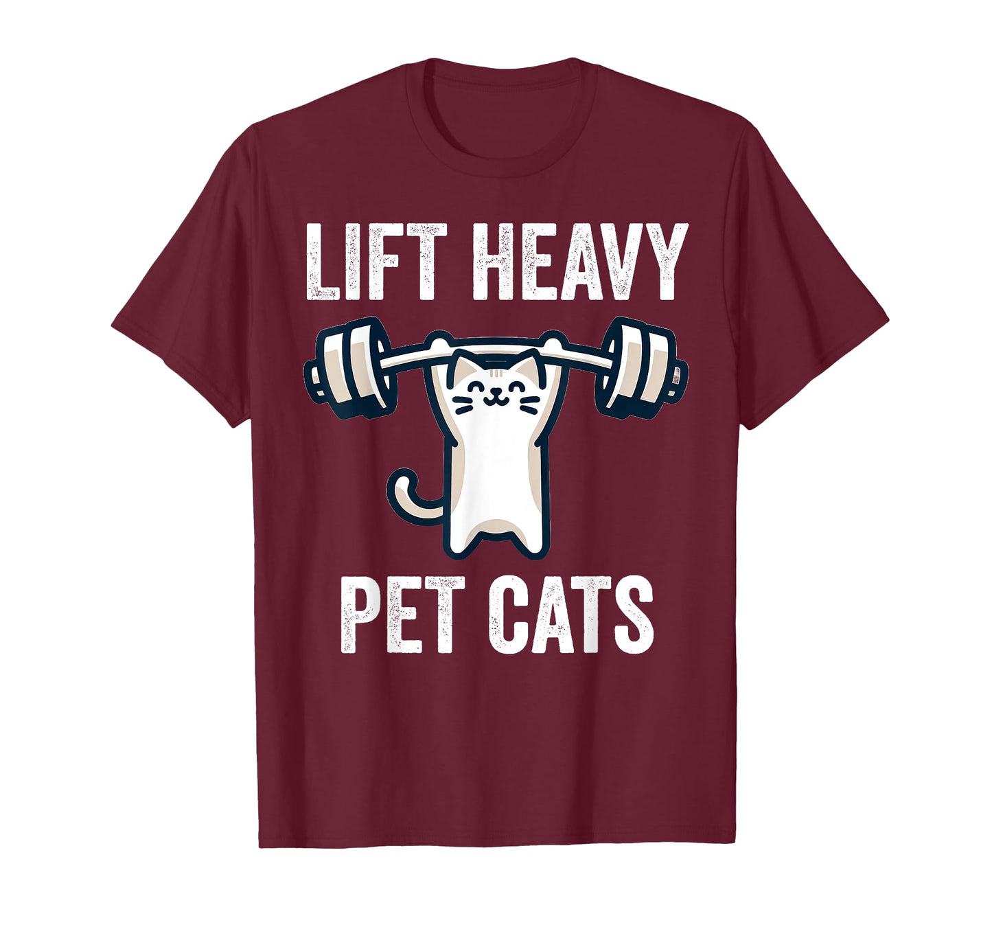 Lift Heavy Pet Cats Funny Gym Workout Weight Lifter T-Shirt