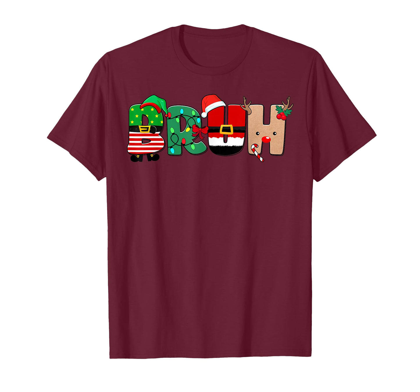 Bruh Christmas Tree Xmas Elf Santa Rudolph Pajamas Men Boy T-Shirt