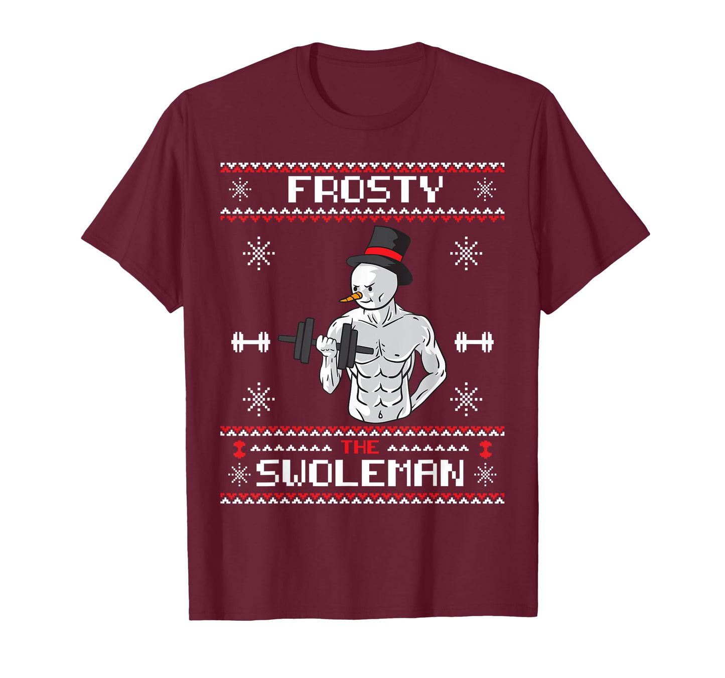 Frosty the Swoleman Ugly Christmas Sweater Snowman Gym T-Shirt