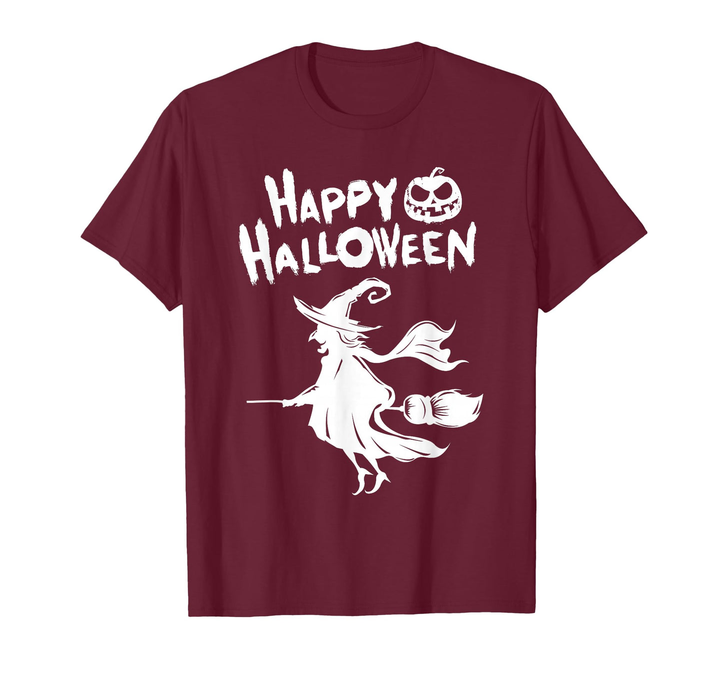 Happy Halloween Witch on Broom - Pumpkin T-Shirt