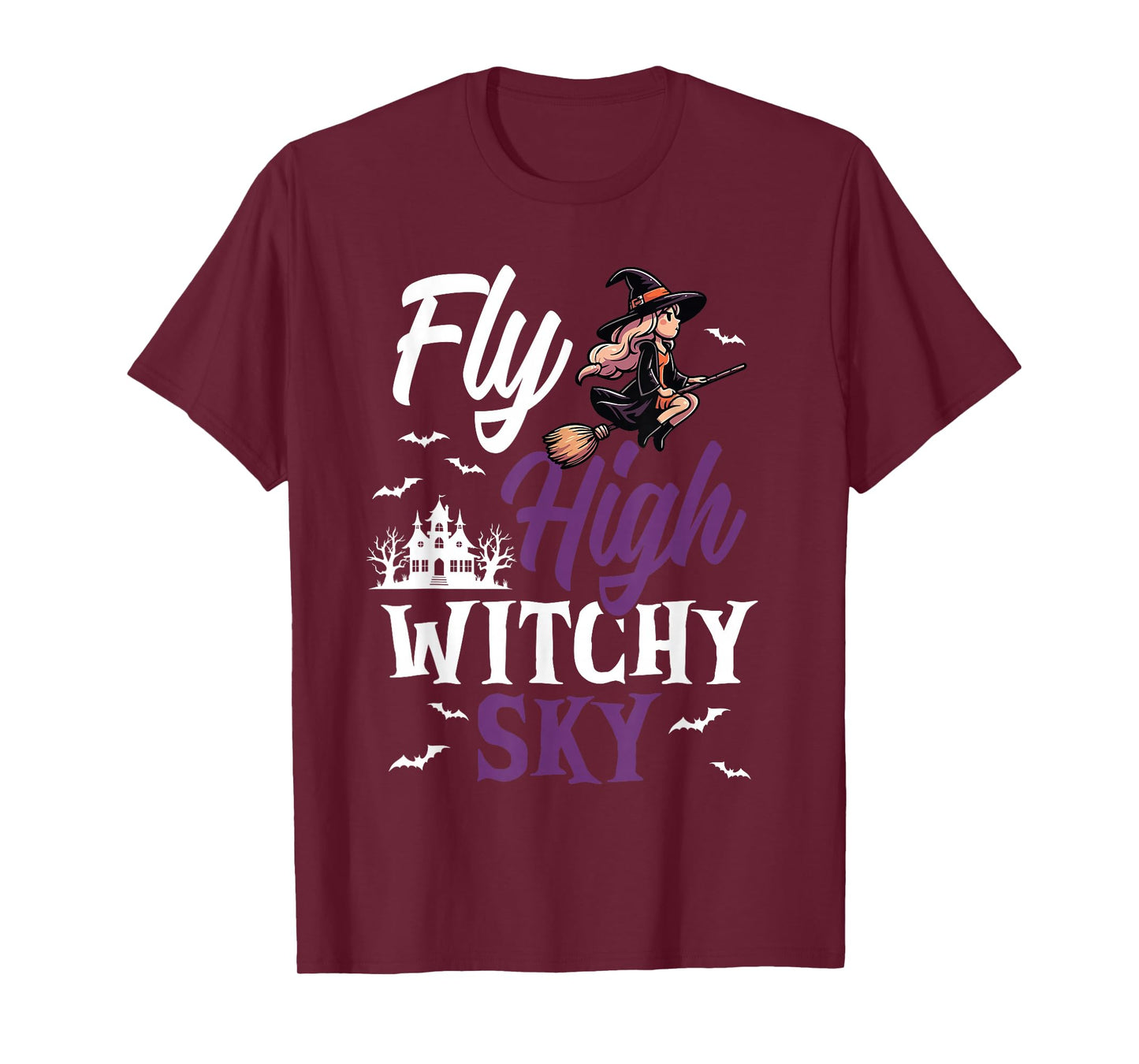 Fly High Witchy Sky Cute Flying Witch T-Shirt