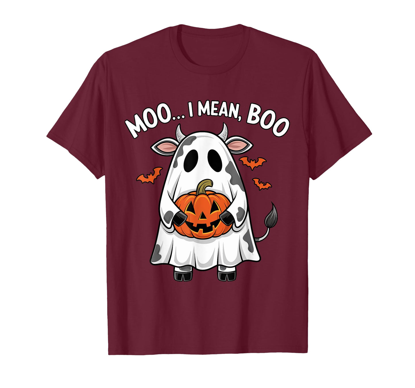 Ghost Cow Moo I Mean Boo Halloween Funny Highlands Cow Lover T-Shirt