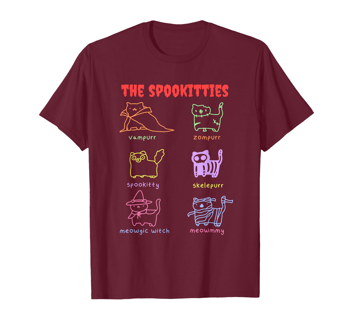 The Spookitties Vampurr Zompurr Spookitty Skelepurr Meowgic T-Shirt