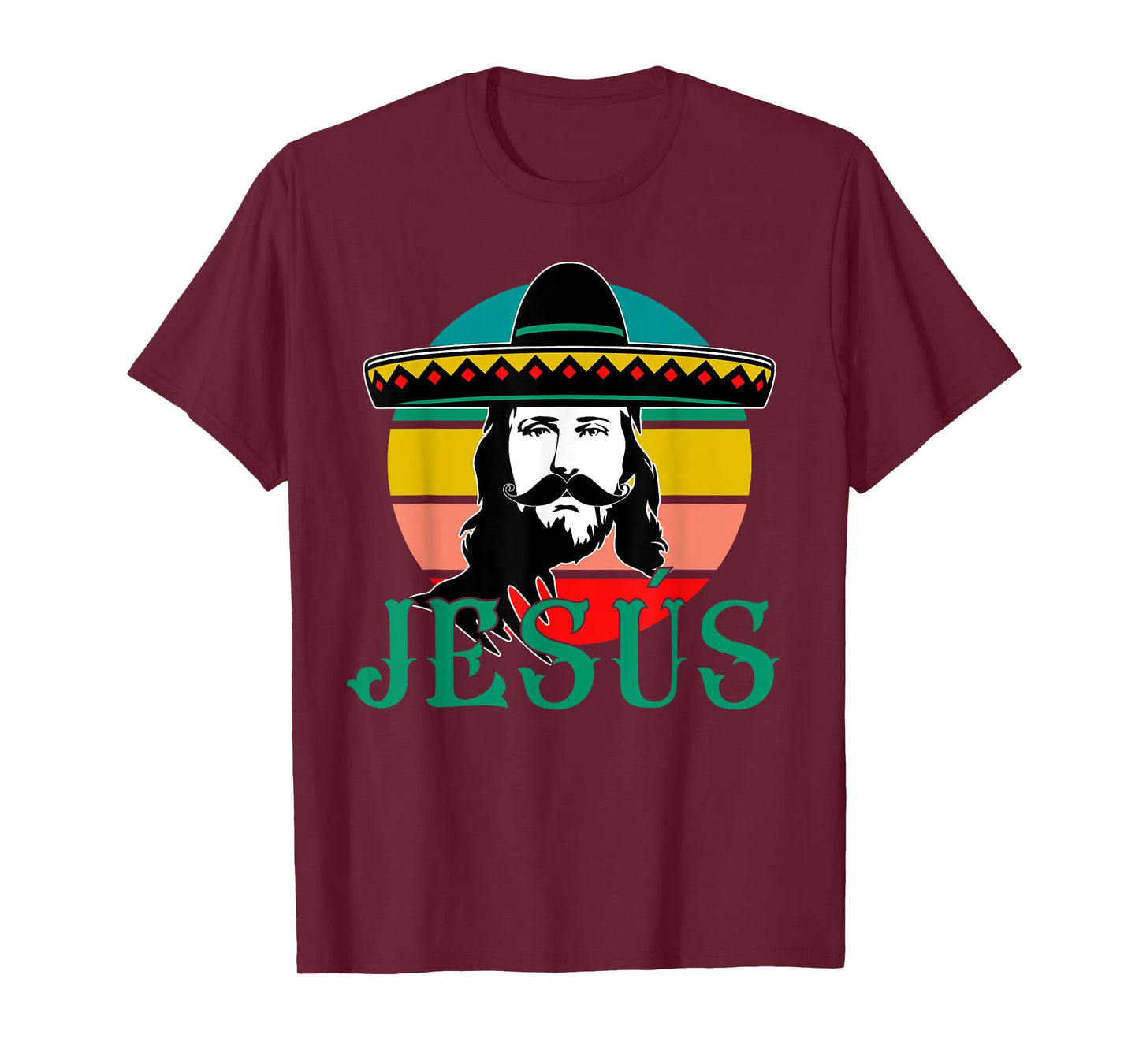 Mexican Jesus Wearing Sombrero Jesús Cristo Fiesta Retro T-Shirt