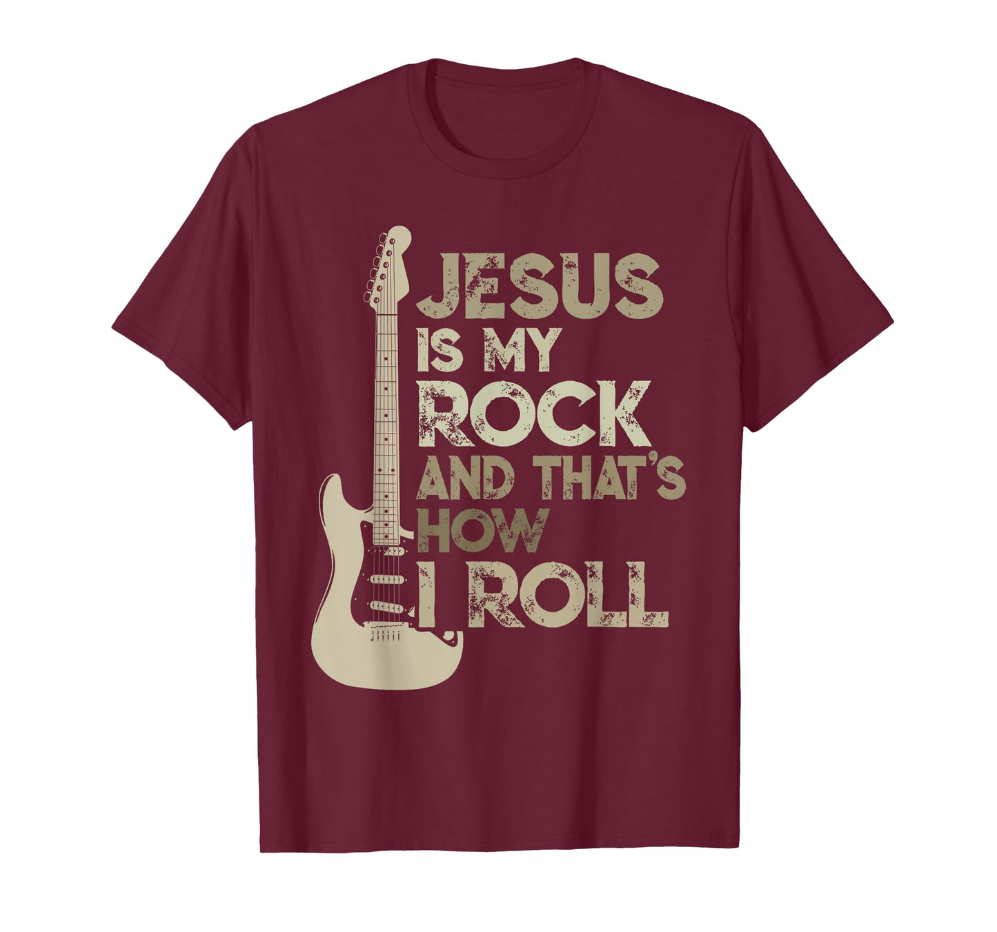 Jesus Is My Rock And That Is How I Roll Christian Guitarist T-Shirt