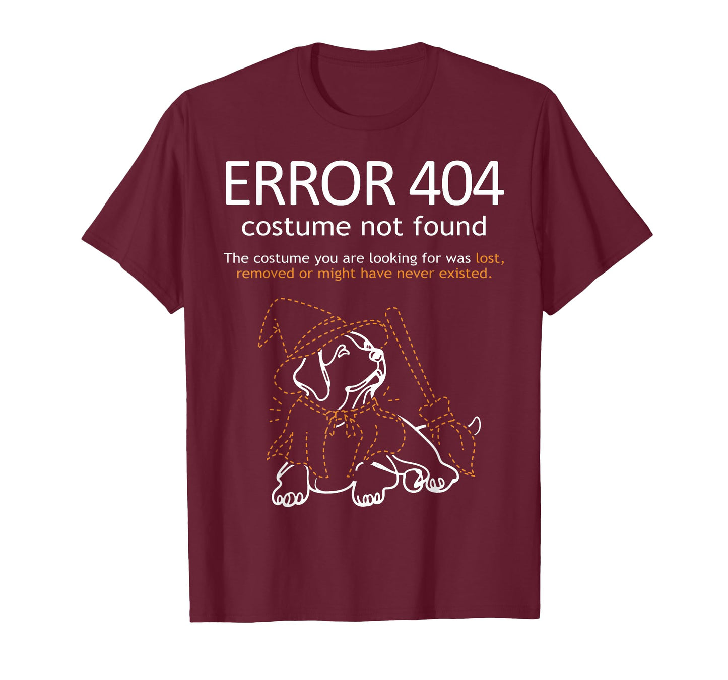 Error 404 Costume Not Found Funny Dog Halloween T-Shirt