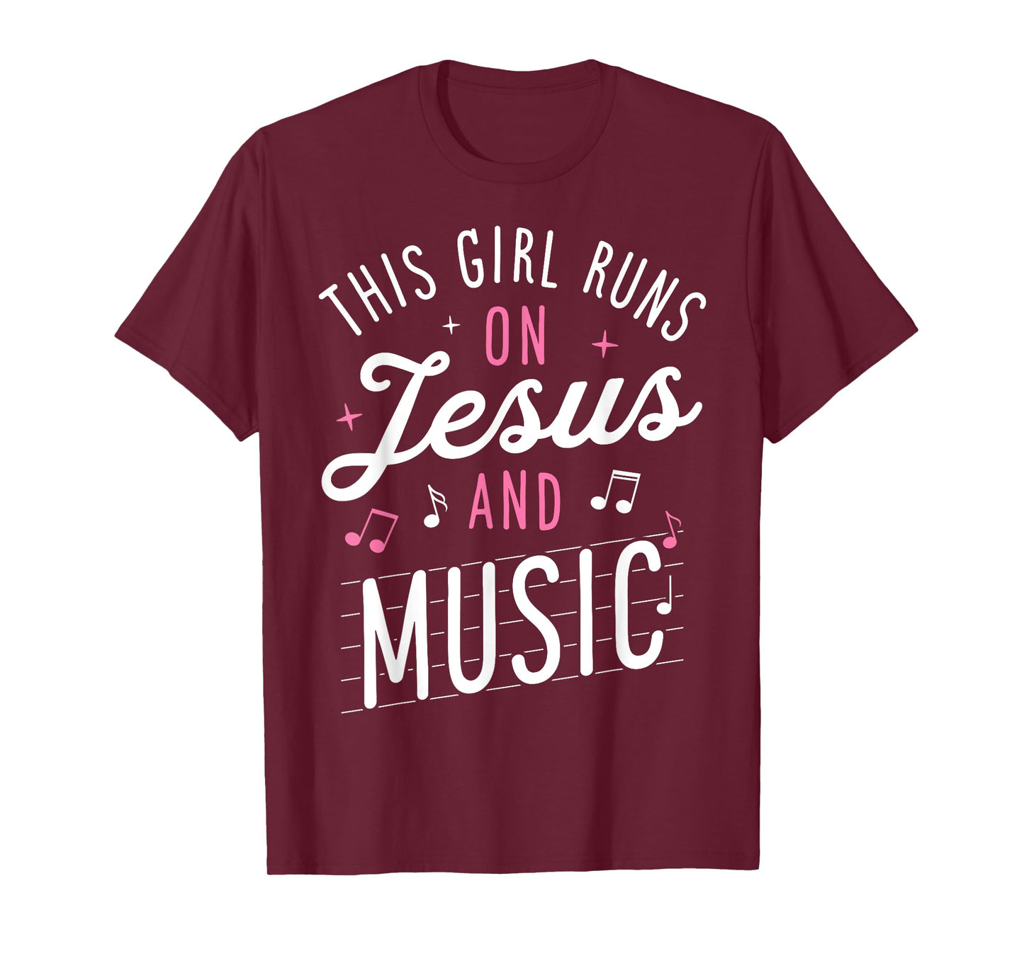 This Girl Runs On Jesus And Music Lover Christian Women Gift T-Shirt