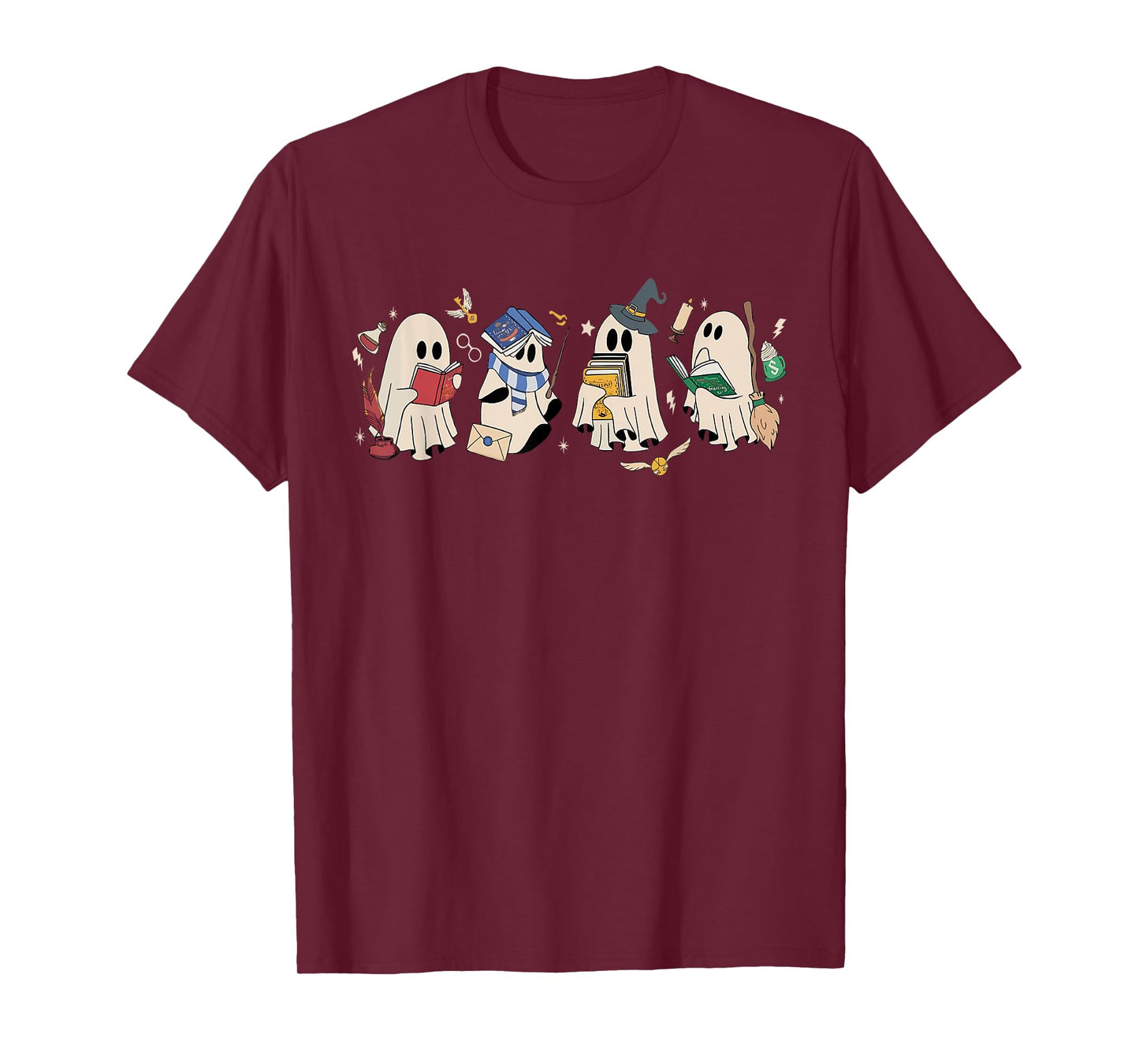 Funny Ghost Book Reading Halloween Books Lover Teacher T-Shirt