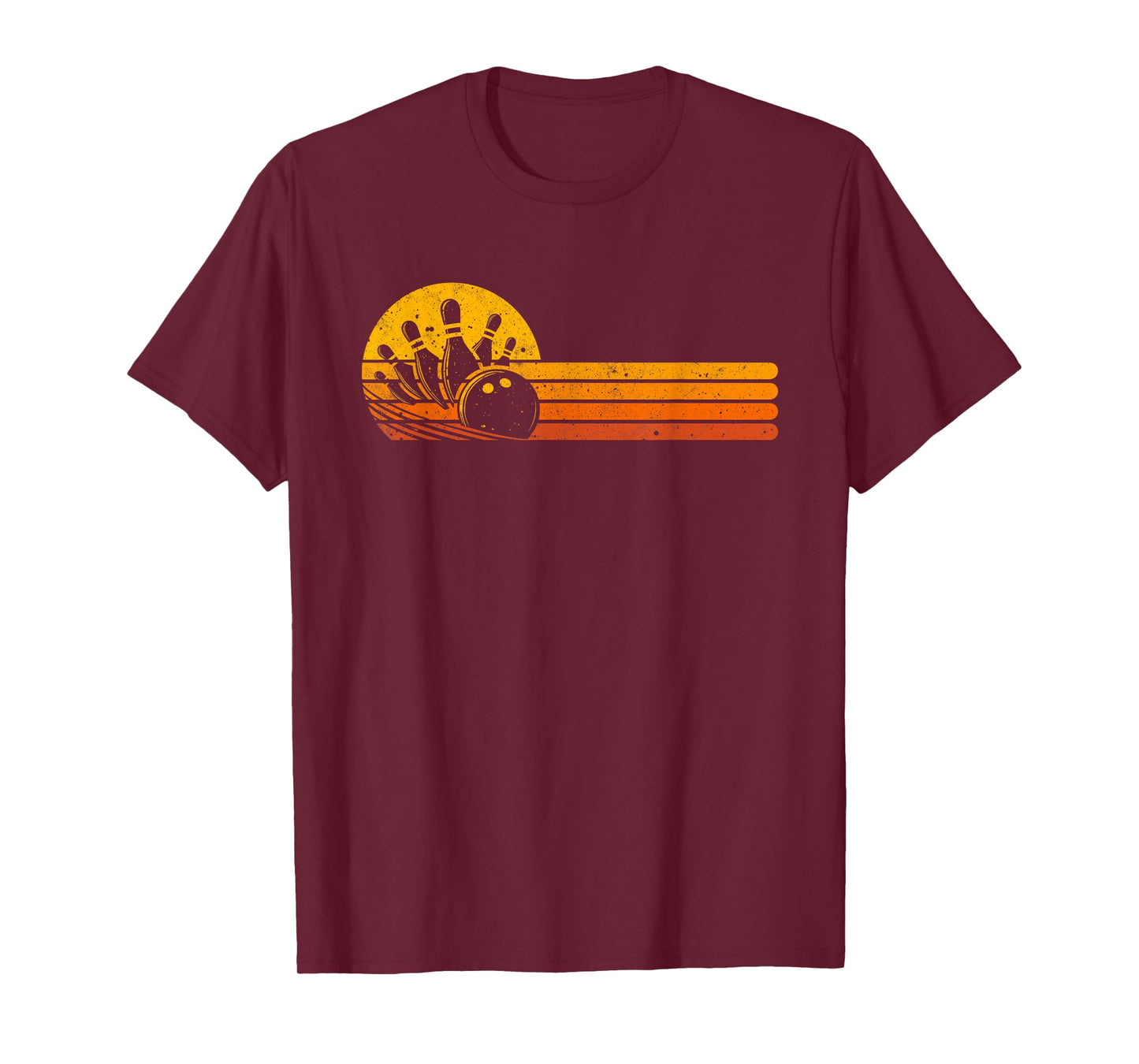 Retro Bowling 70s Bowler Sunset Vintage Bowling Lover T-Shirt