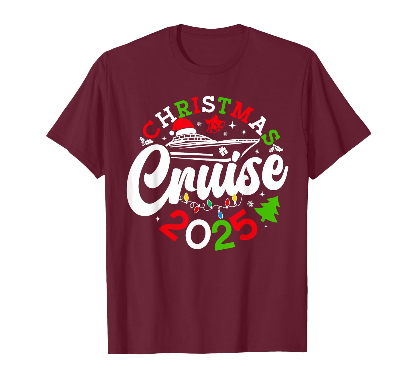 Christmas Cruise 2025 Xmas Lights Holiday Pajamas Family T-Shirt