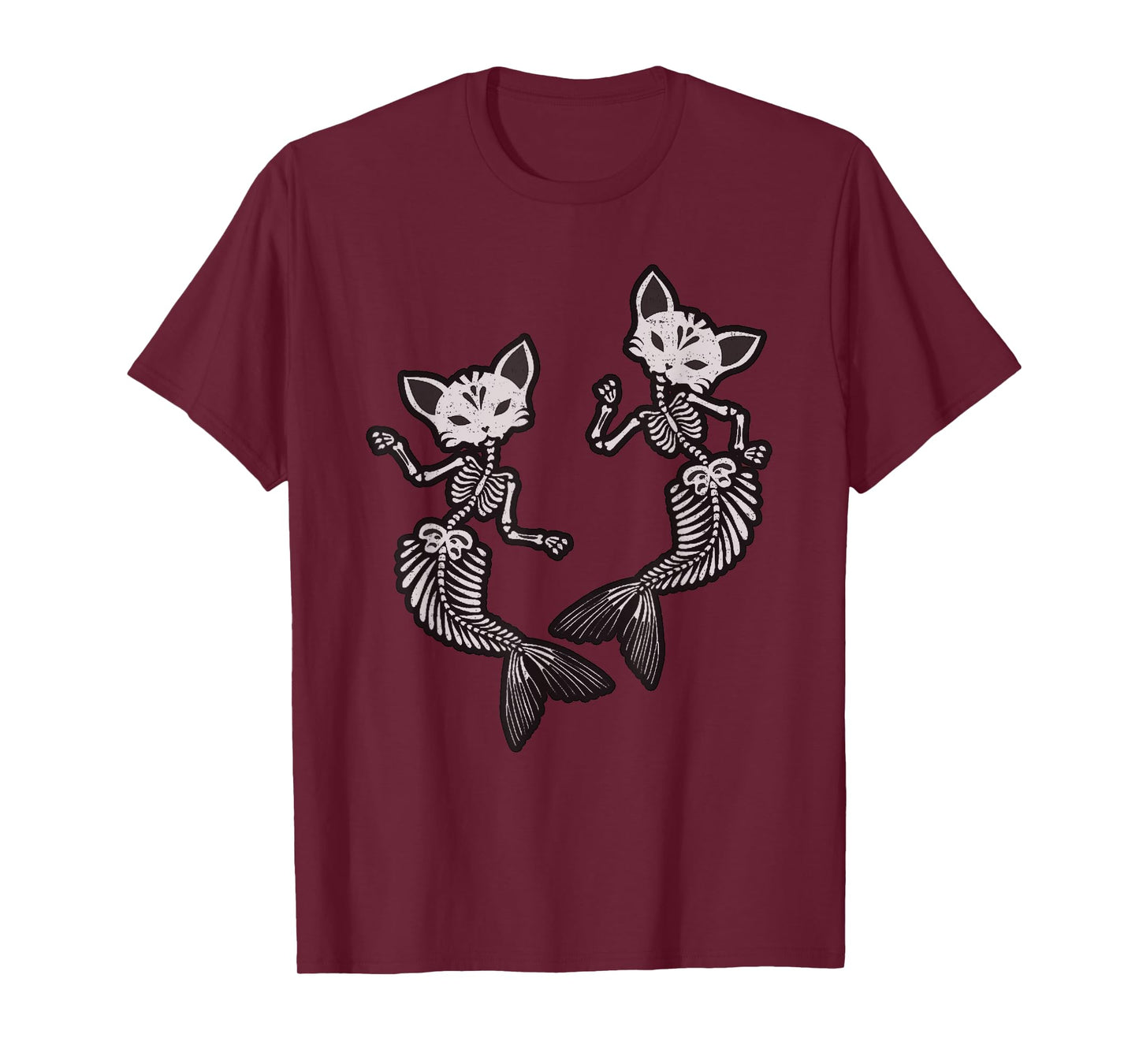Kitty Cat Mermaid Skeleton T-Shirt Halloween Fantasy TShirt Men Women Kids T-Shirt