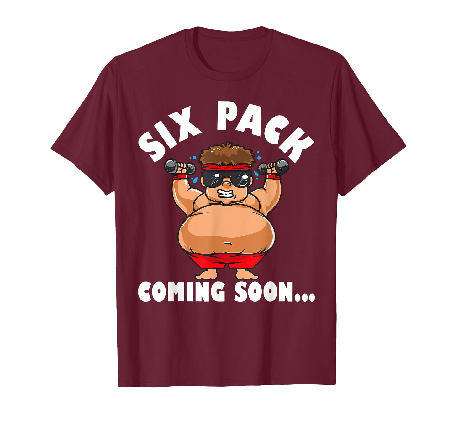 Men Funny Gym Six Pack Coming Soon - Cartoon design T-Shirt
